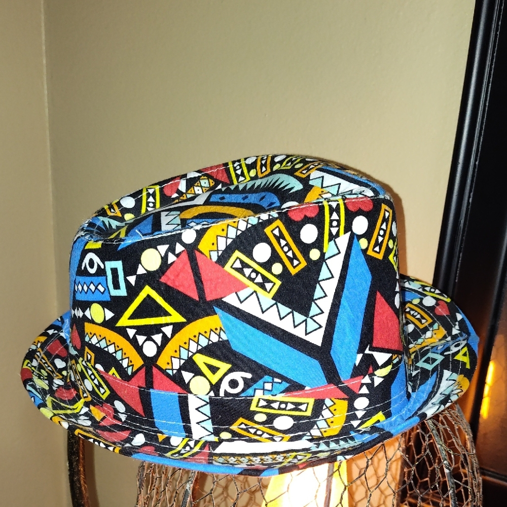 💲Free Add On Bocca Printed Fedora Vibrant Geometric Men's Fedora Gambler 90's